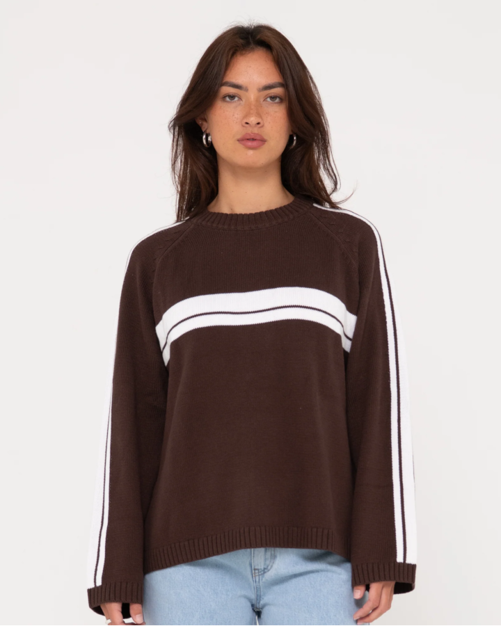 WHITE LINES LONG SLEEVE CREW KNIT