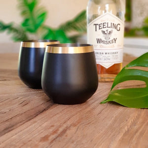 BRASS 7 BLACK WHISKEY GLASSES