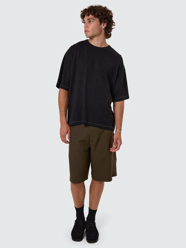 HEMP THRILLS EMBRO CONTRAST STITCH BOX FIT OVERSIZE SHORT TEE