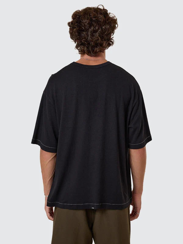 HEMP THRILLS EMBRO CONTRAST STITCH BOX FIT OVERSIZE SHORT TEE