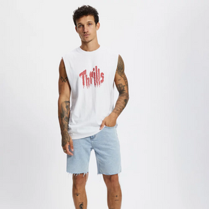 ONCE BITTEN TWICE SHY MERCH FIT MUSCLE TEE