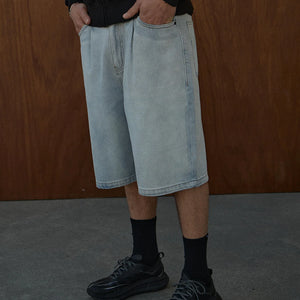 FAST FORWARD DENIM ULTRA BAGGY PLEATED SHORT