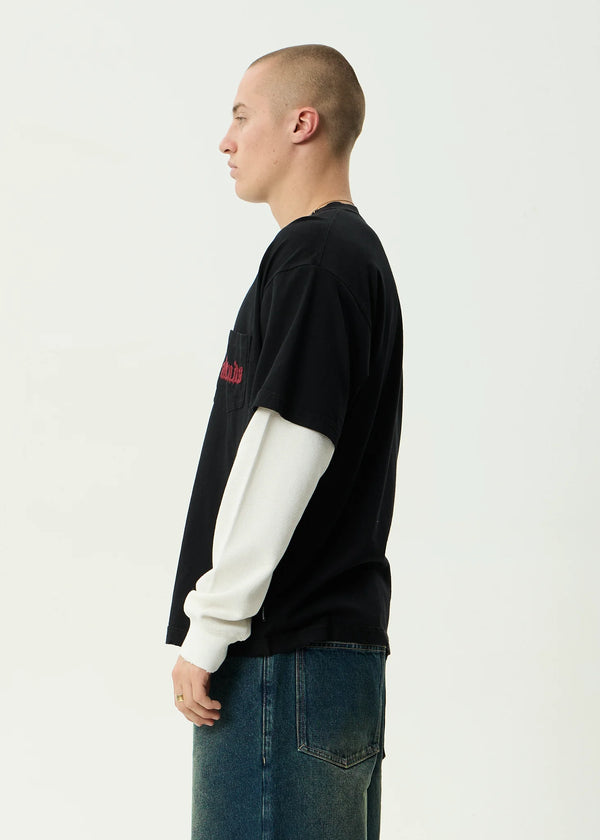 DROP ZONE LAYERED WAFFLE BOXY TEE
