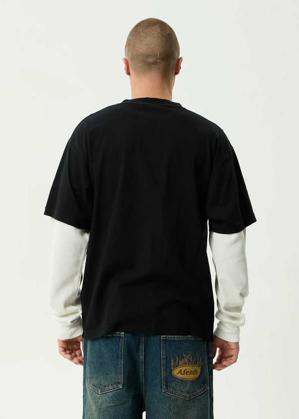 DROP ZONE LAYERED WAFFLE BOXY TEE
