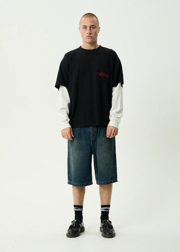 DROP ZONE LAYERED WAFFLE BOXY TEE