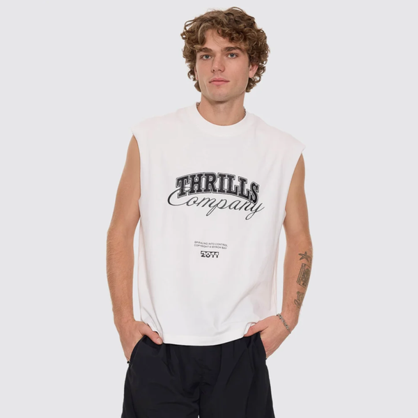 SPIRALING O/S BOS CROP MUSCLE TEE