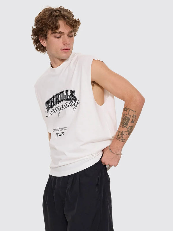 SPIRALING O/S BOS CROP MUSCLE TEE