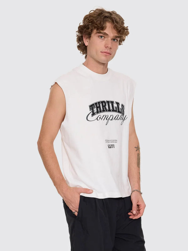 SPIRALING O/S BOS CROP MUSCLE TEE