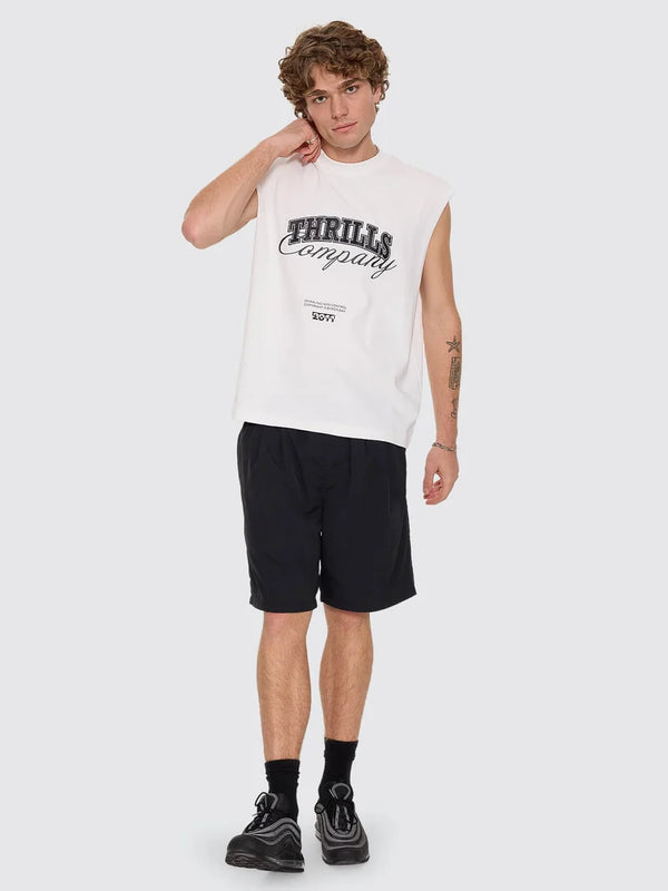 SPIRALING O/S BOS CROP MUSCLE TEE