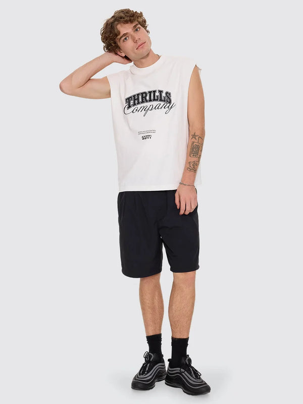 SPIRALING O/S BOS CROP MUSCLE TEE