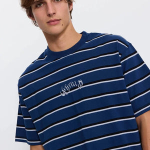 STAGGER BIG SRTIPE OVERSIZE BOX CROP TEE
