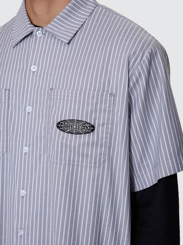WEB OF DECEIT CROPPED WORK SHIRT