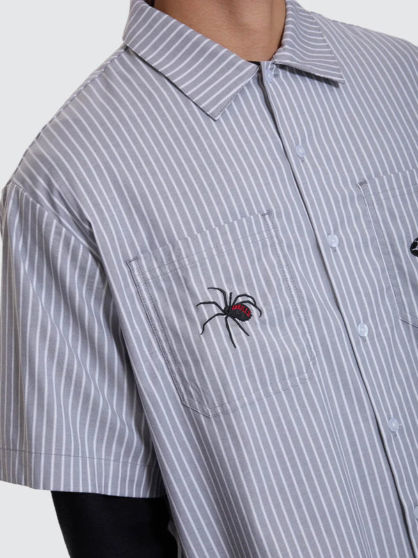 WEB OF DECEIT CROPPED WORK SHIRT