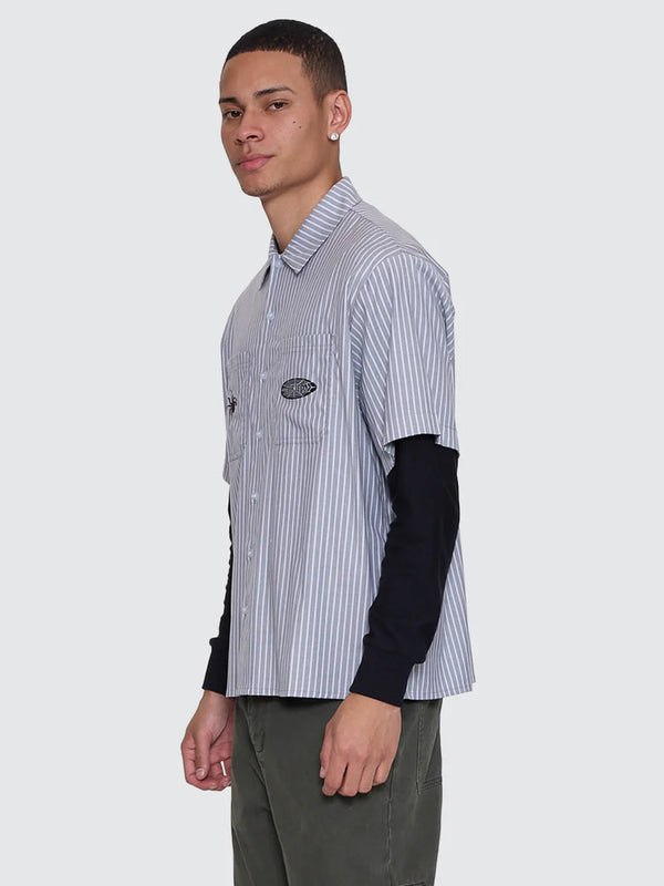 WEB OF DECEIT CROPPED WORK SHIRT