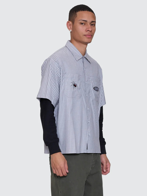 WEB OF DECEIT CROPPED WORK SHIRT