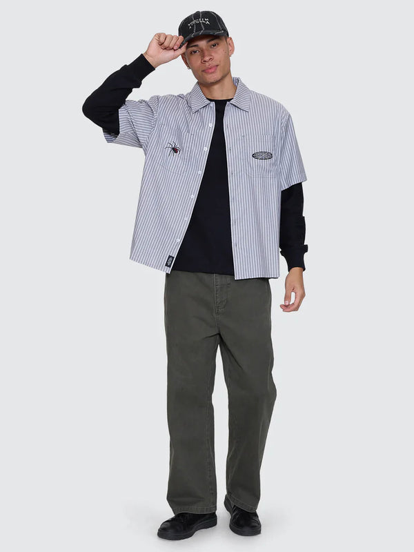 WEB OF DECEIT CROPPED WORK SHIRT