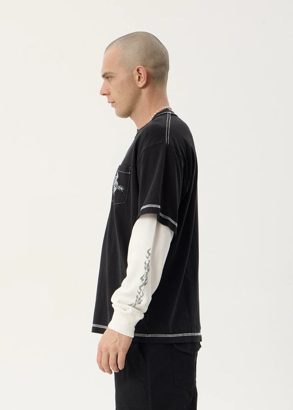 HEAVY PARTS LAYERED WAFFLE L/S TEE