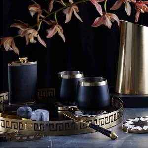 BRASS 7 BLACK WHISKEY GLASSES